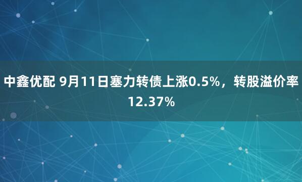 中鑫优配 9月11日塞力转债上涨0.5%,转股溢价率12.37%